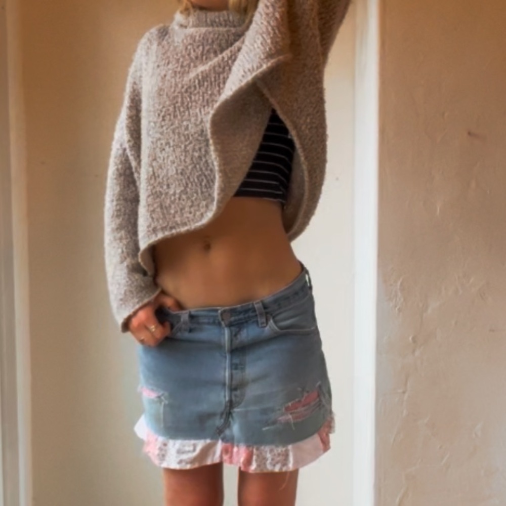 Patchwork Levi’s Denim Ruffle Skirt